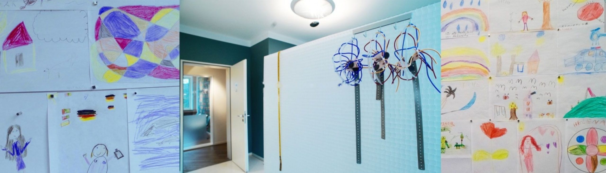 Behandlungsraum mit Kinderzeichnungen